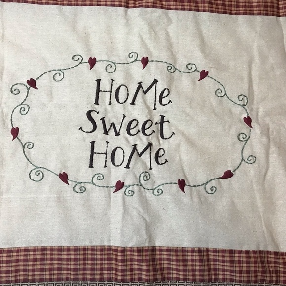 HOME‎ SWEET HOME Wall Hanging Americana Country Cottage Stars Embroidery Plaid - Picture 2 of 8